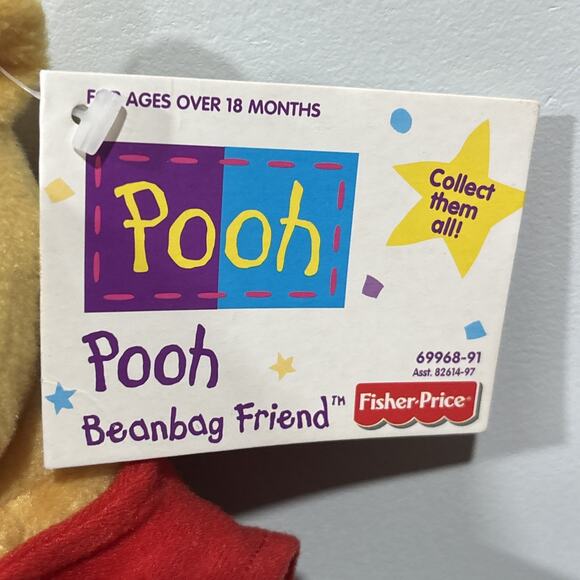 Disney Winnie the Pooh Bean Bag Friend Plush Red Shirt 6" Mattel Tags - Picture 2 of 7